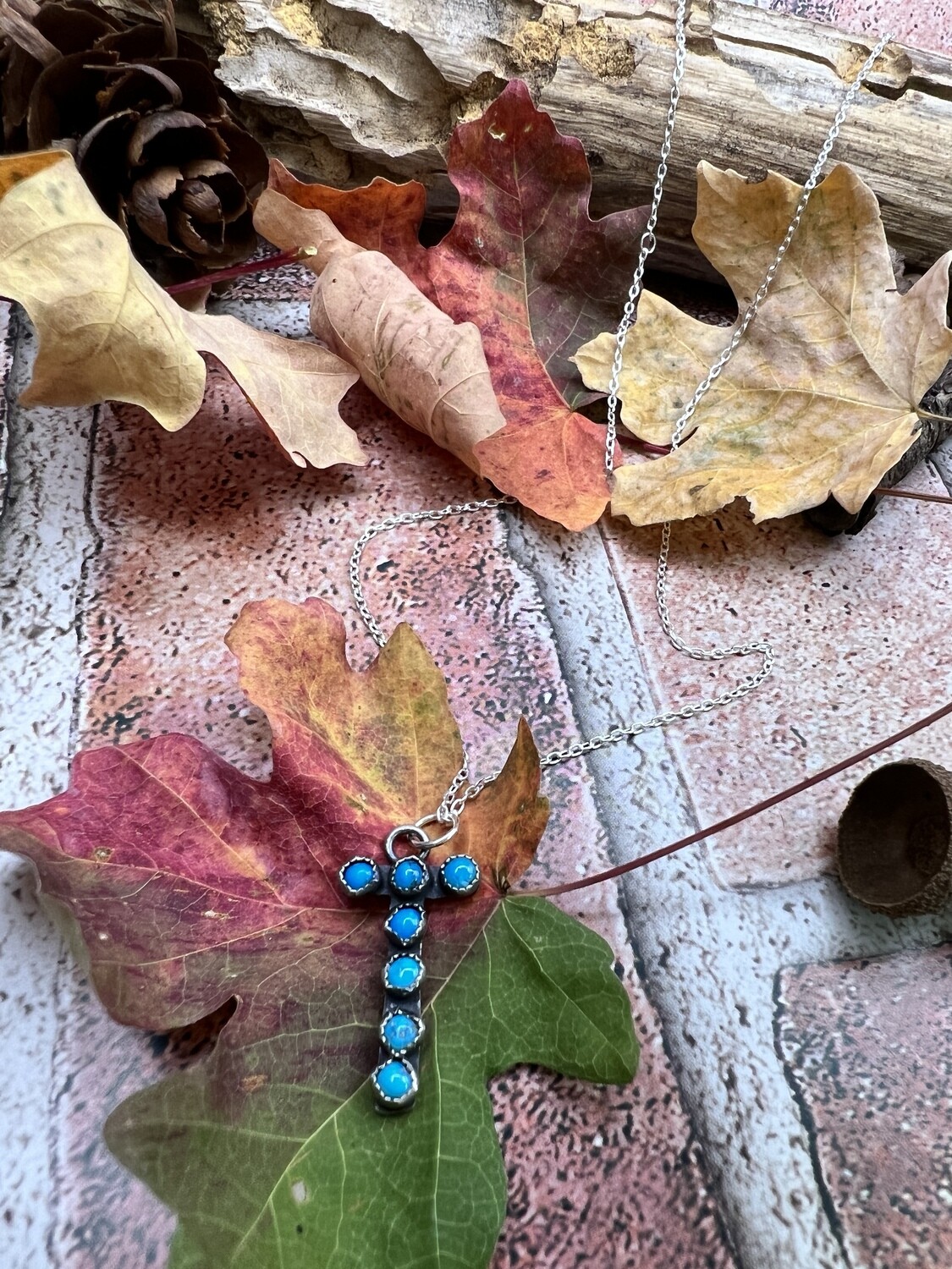 T Turquoise Stone Initial Necklace