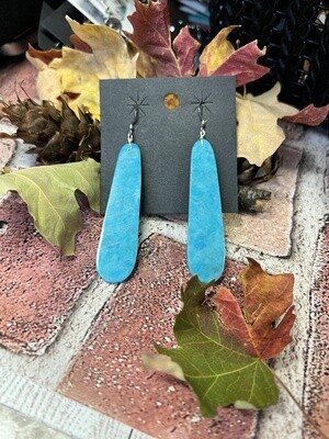 Turquoise 3” Slab Authentic Earrings 
