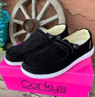 Corkys Black Corduroy Kayak Shoes size 10