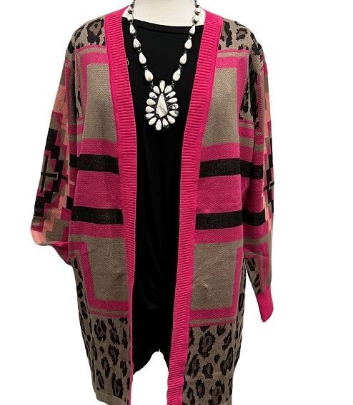 Pink Leopard Cardigan