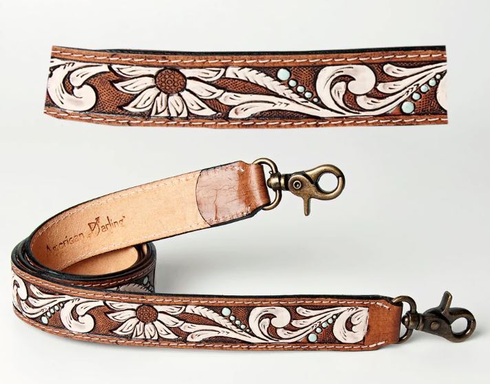 Tooled Leather Purse Strap 