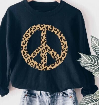 Leopard Peace Black Sweatshirt 
