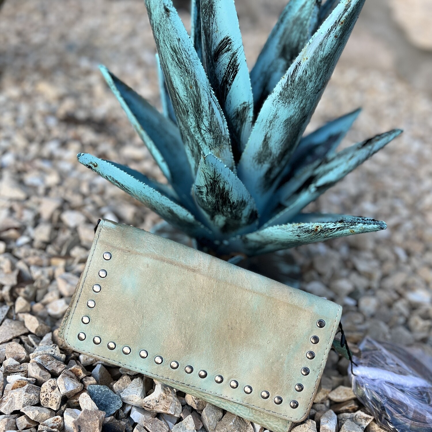 Nevermind Turquoise Teal Vintage Crossbody Wallet