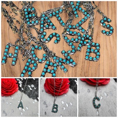 Fashion Turquoise Initial Necklaces 