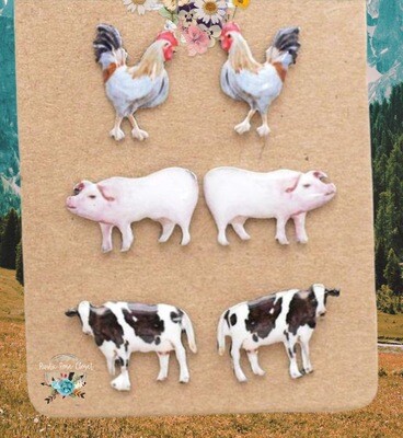 Farm Animal Post Earring Collection