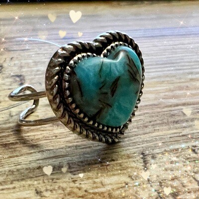 Turquoise Heart Adjustable Ring