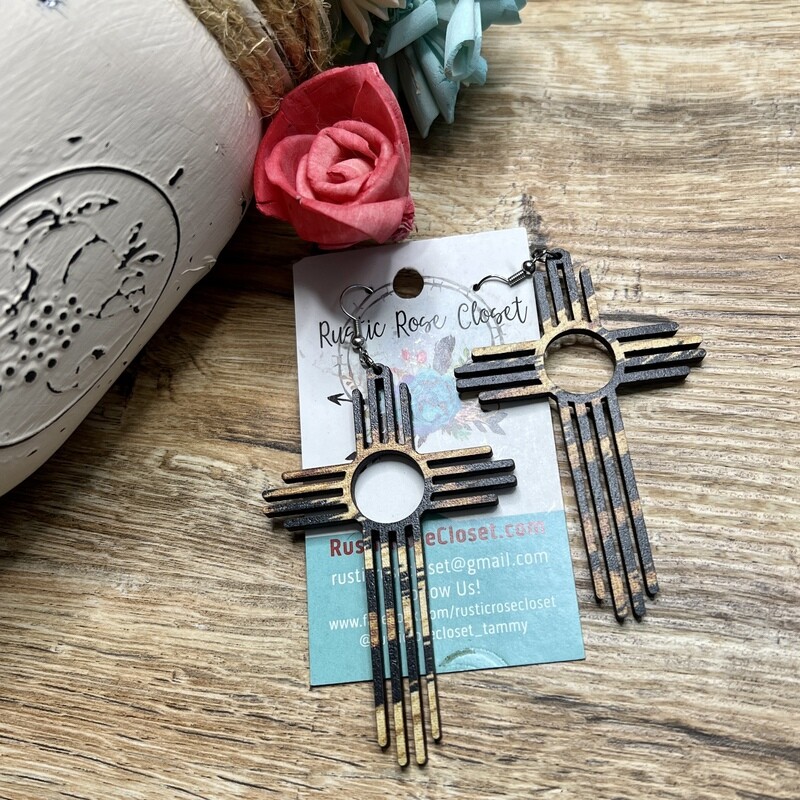 Tiger Stripe 3&quot; Zia Wood Earrings