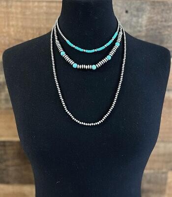 Navajo Pearl Beads with Turquoise Necklace