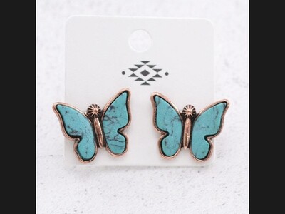 Turquoise Butterfly Stud Earrings 