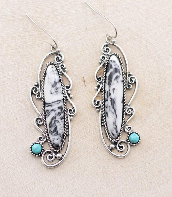 White Turquoise Swirl Earrings