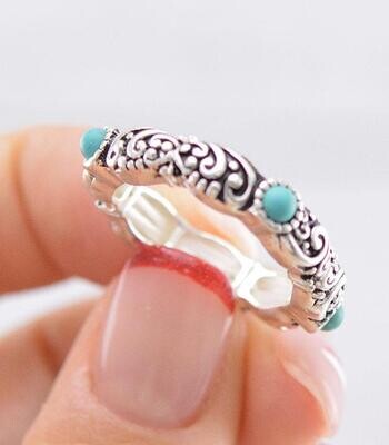 Western Turquoise Texture Ring