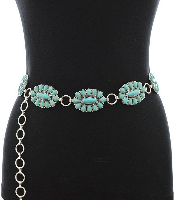 Turquoise Teardrop Concho Belt