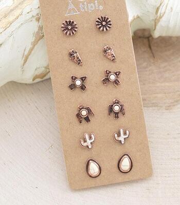 White Copper Dainty Stud Earrings Set