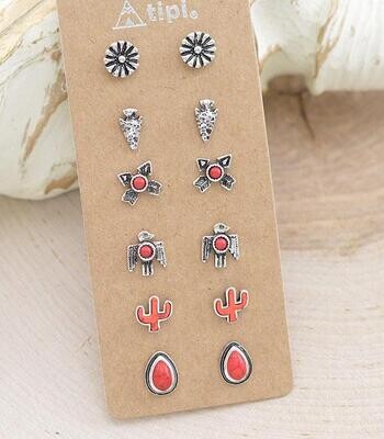 Coral Dainty Stud Earrings Set