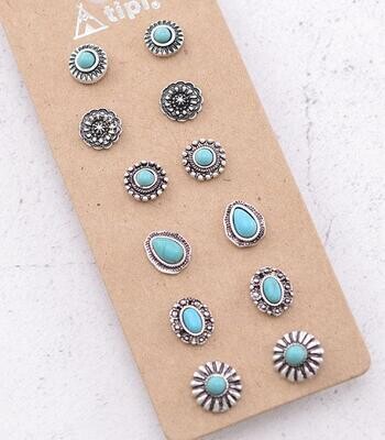 Turquoise Dainty Stud Earrings Set