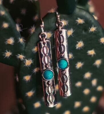 Silver Stick Stamp with Turquoise Earrings