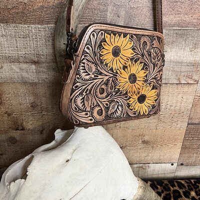 Sunflower Tooled Leather American Darling Crossbody 
