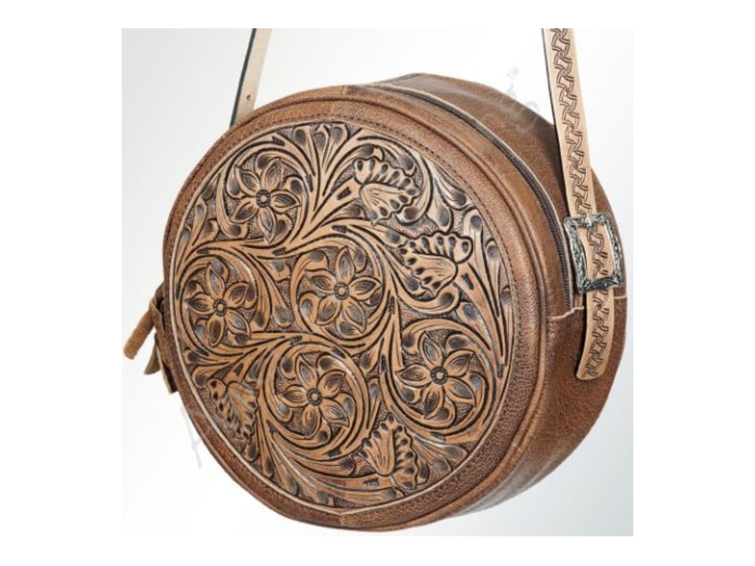Tooled Leather Canteen Round American Darling Bag