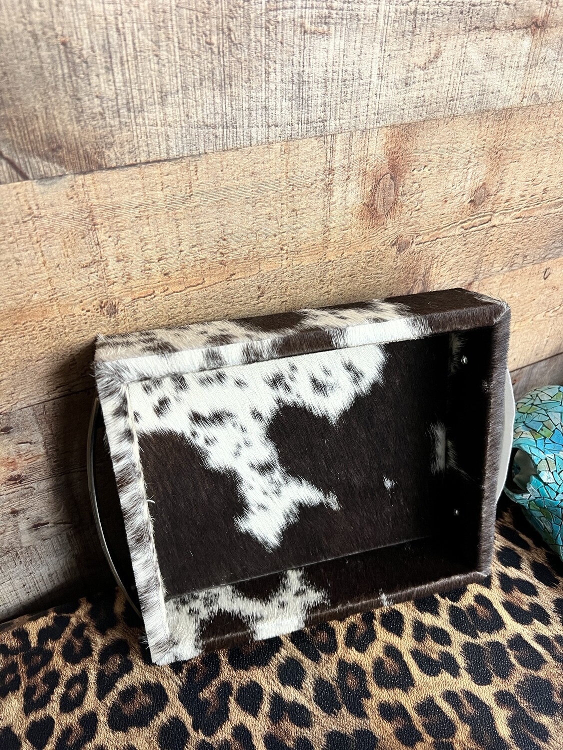 Brown White Cowhide Small Tray 