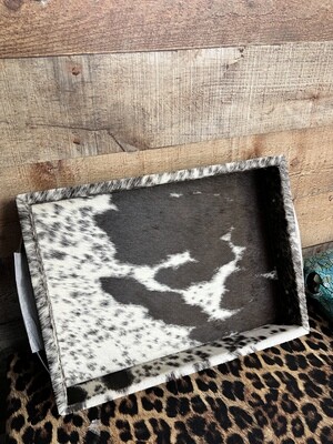 Brown White Cowhide Large Tray 