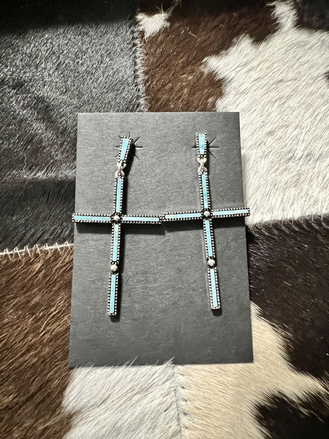 TurquoiseThin Cross Earrings 