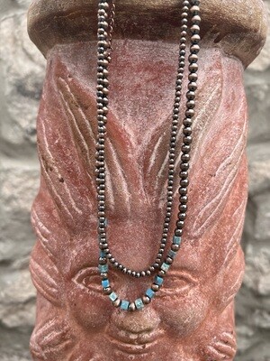 Navajo Pearl Turquoise Bead Layered Necklace