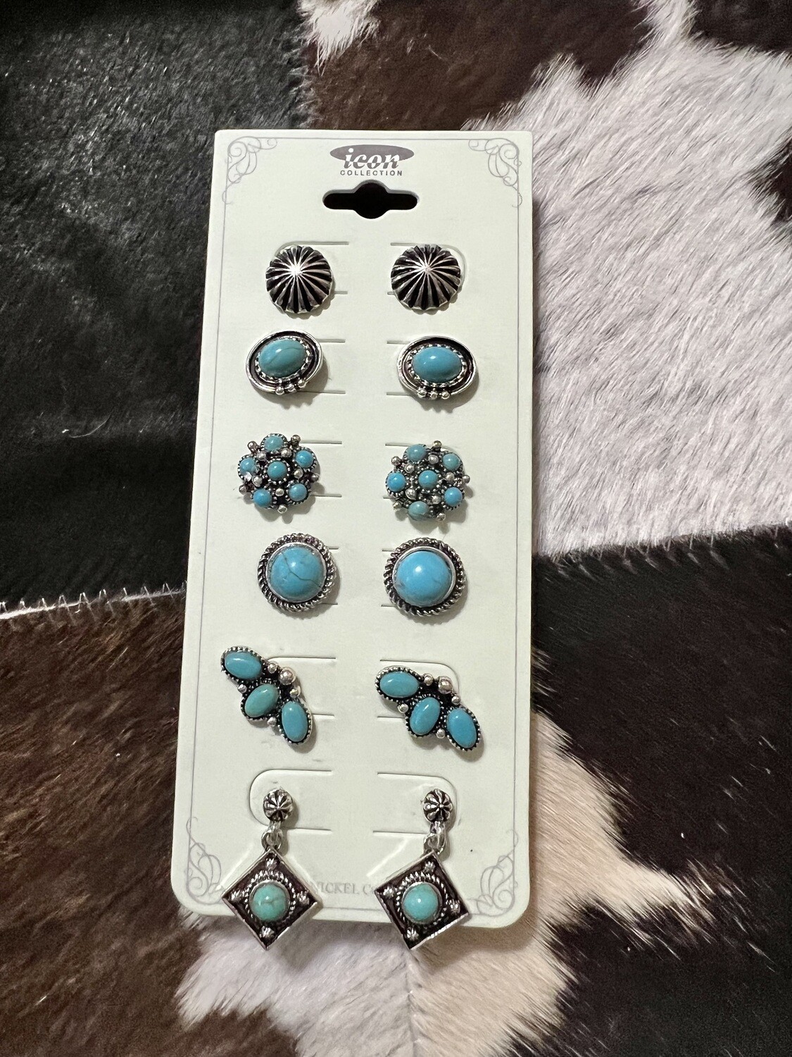 Turquoise Stud Earrings Set A