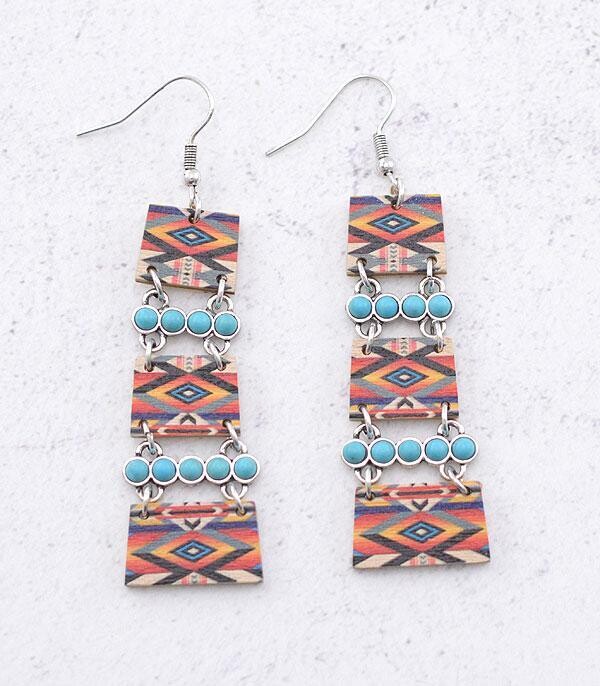 Multi Color Aztec Bead Earrings