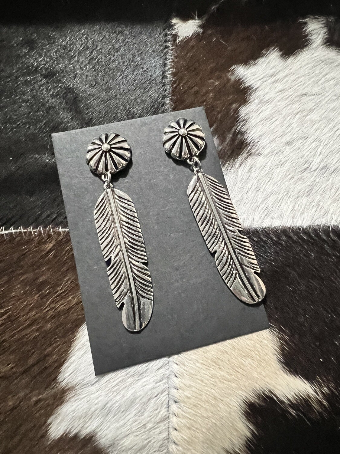 Silver Feather Post Earrings