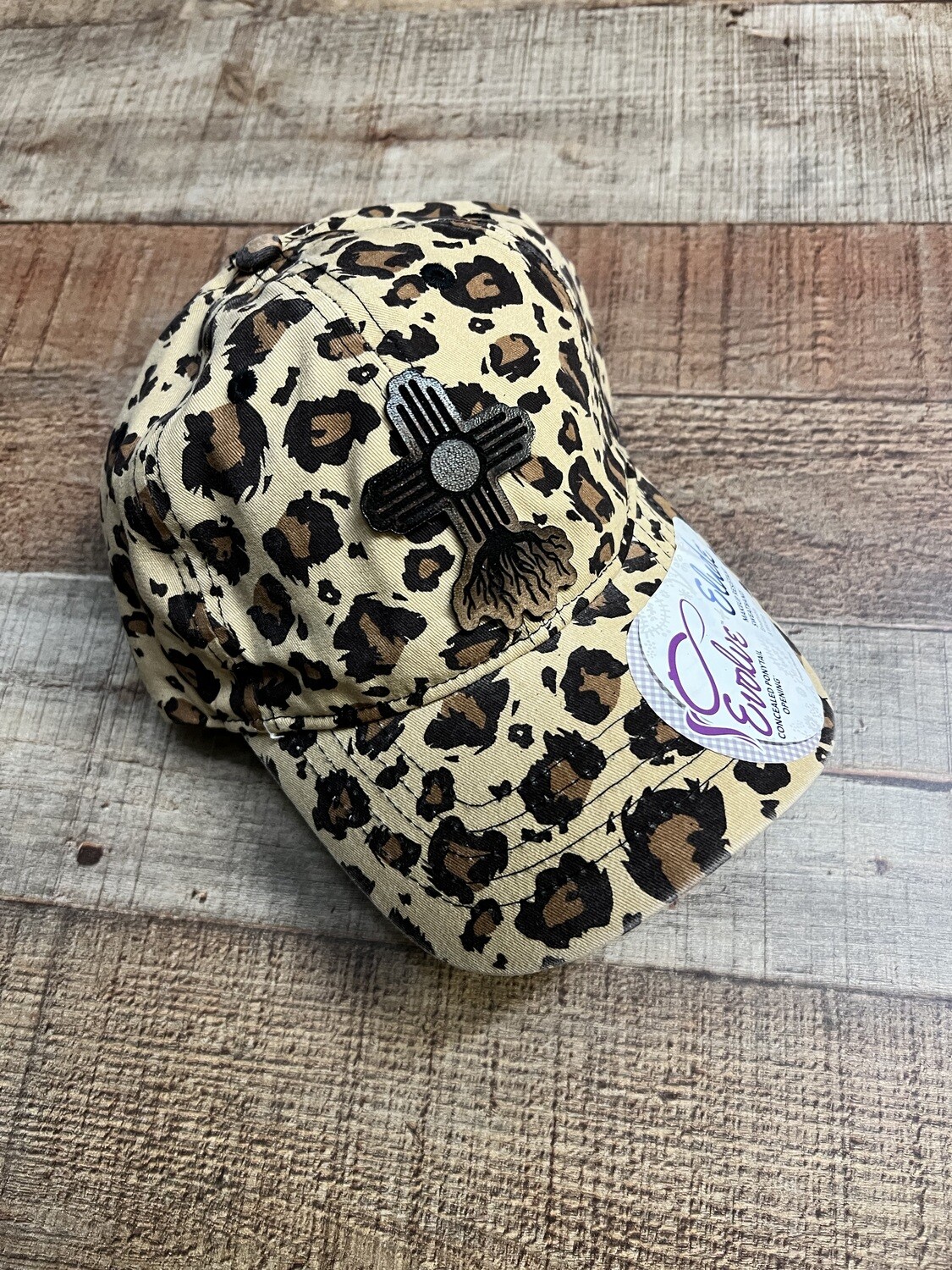  Zia Roots on Leopard Ponytail Hat