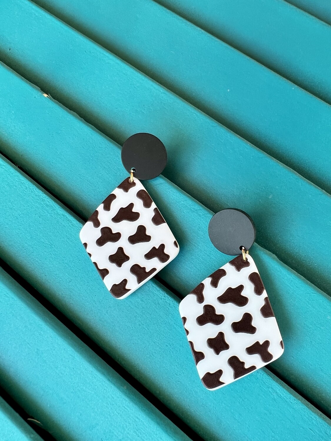 Brown Cow Print Earrings 