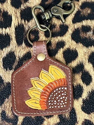 Sunflower Leather Key Chain