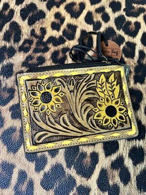 Sunflowers Hand Tooled Credit Card Holder