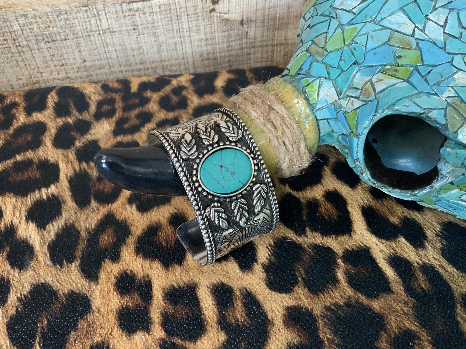 Retro Turquoise Stone  Cuff Bracelet