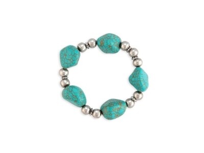 Chunk Turquoise Rock Stretch Bracelet