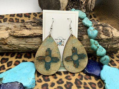 Teardrops with Inlay Zia Engraved Earrings