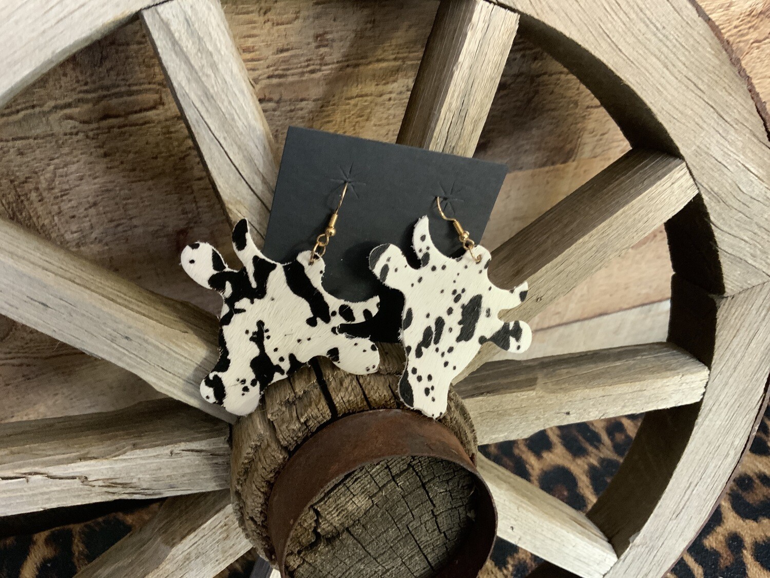 Cowhide Earrings - BLACK COW