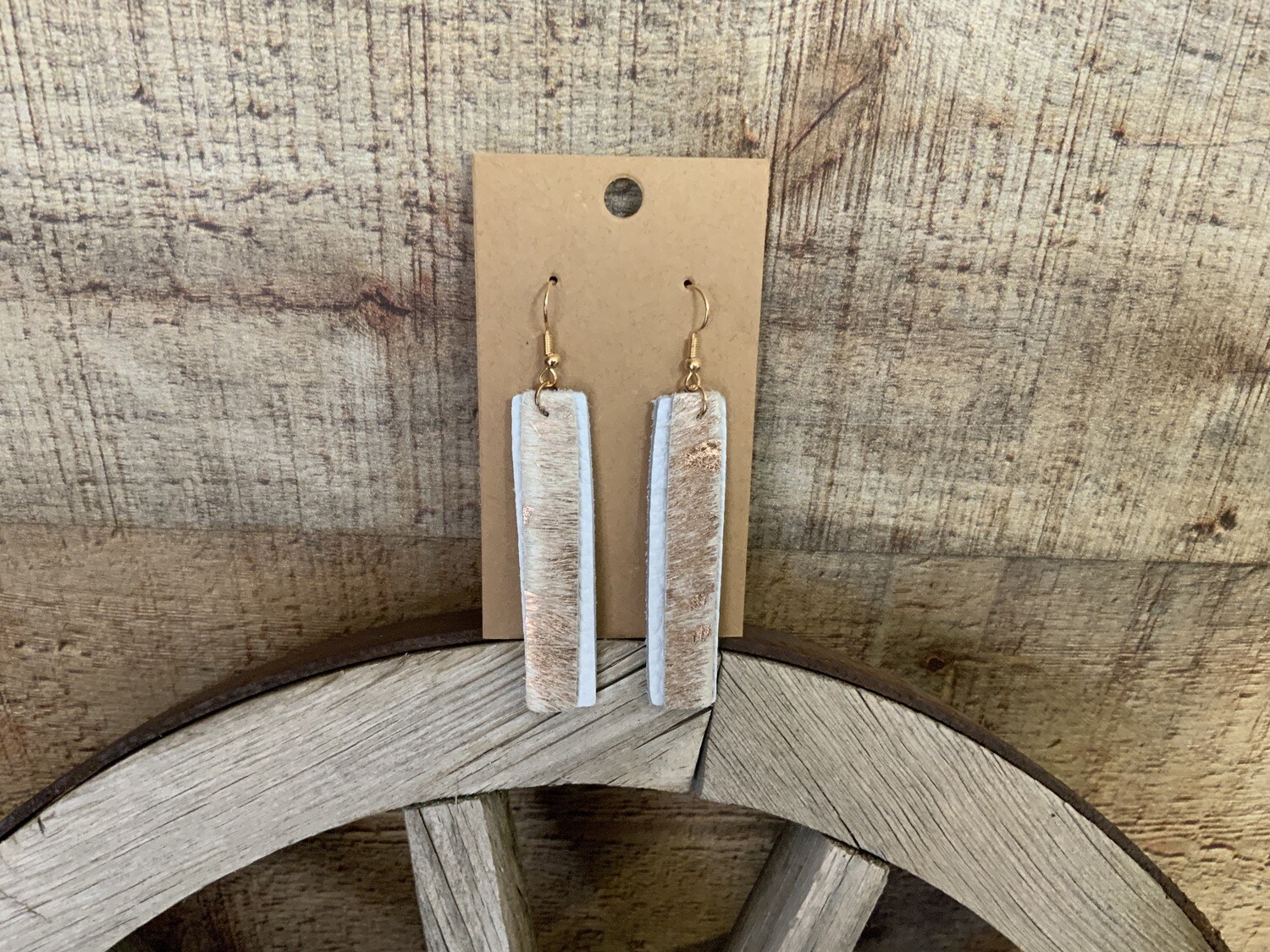 Dangle Cowhide/ Leather Earrings - Rose Gold