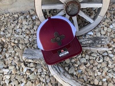 Crimson/White Richardson 112 Hat with Leather Zia Patch