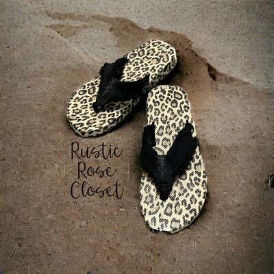 Black Leopard Flip Flops Gypsy Jazz Tallulah