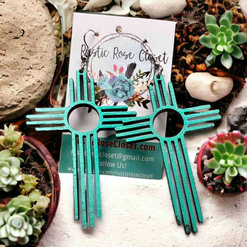 Teal 3.5” Zia Earrings