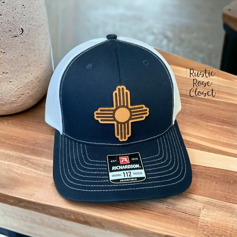 Navy White Richardson Hat Leather NM Zia Patch