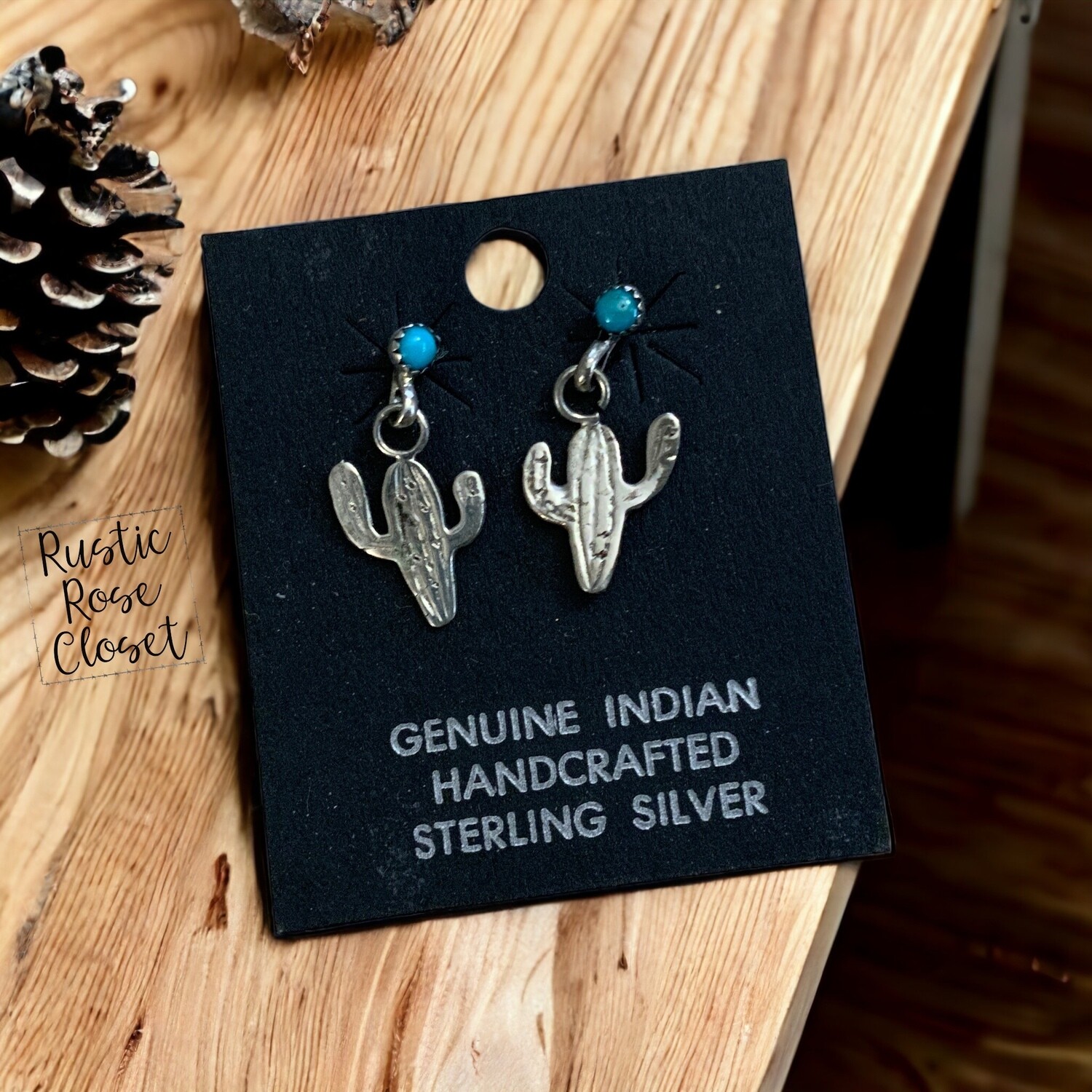 Cactus Turquoise Sterling Silver Earrings