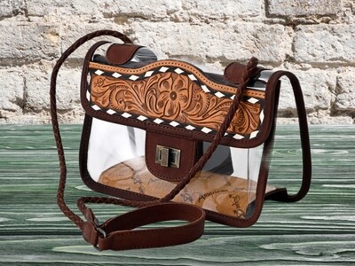 Tooled Leather Clear Crossbody Bag