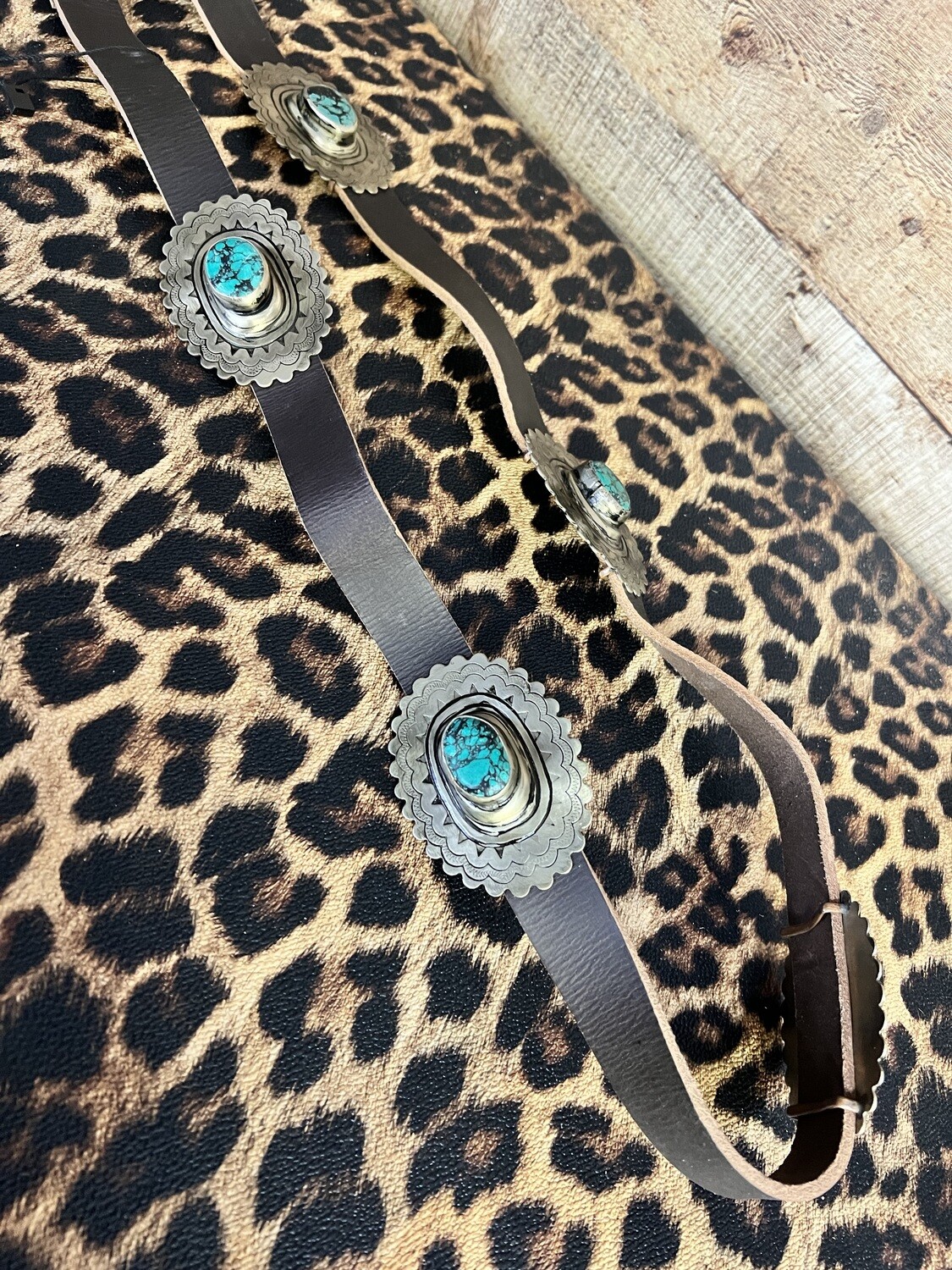 Turquoise Stone Leather Concho Belt