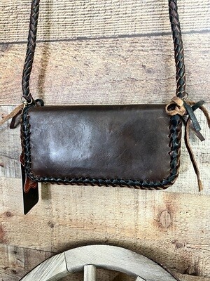 Chocolate Leather Wallet Crossbody