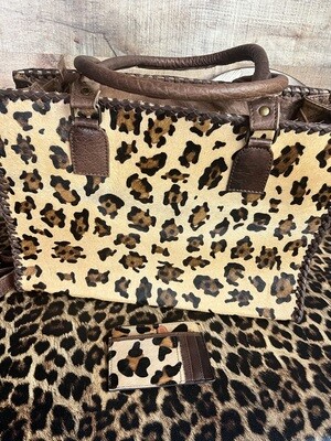 Leopard Hide Briefcase Tote Bag