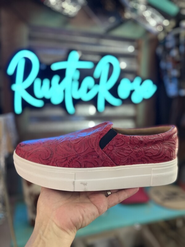 Red Tooled Leather Vans 