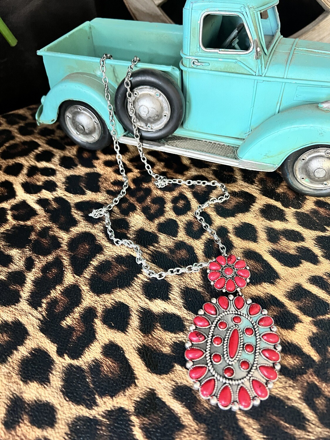 Red Concho Long Necklace