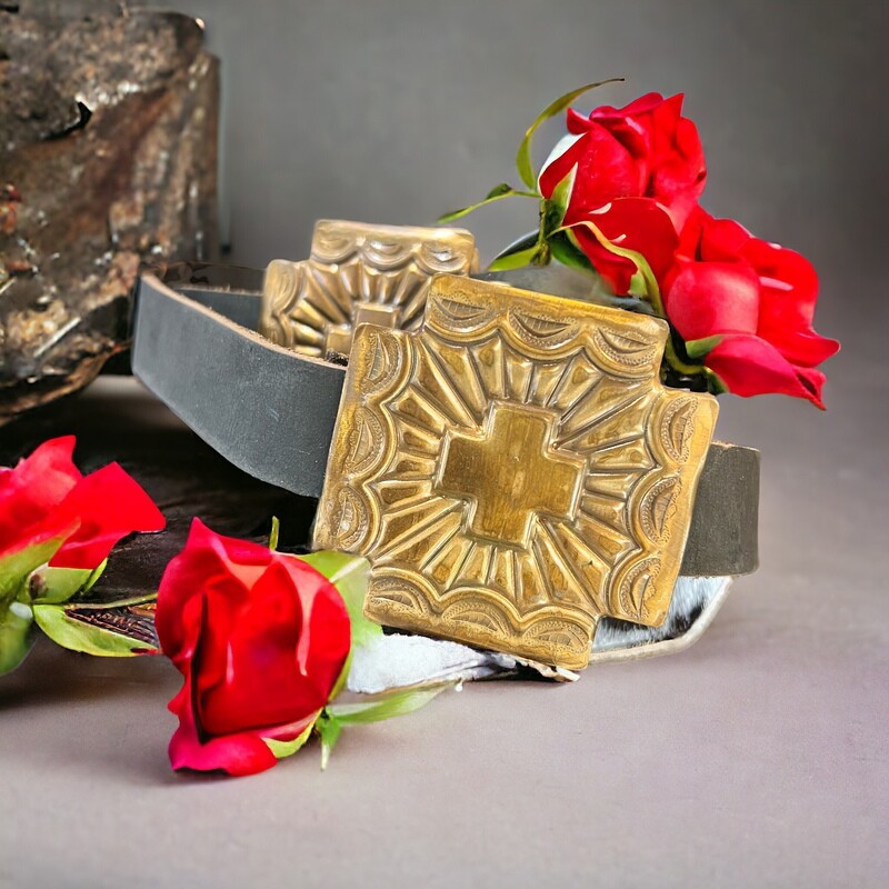 Copper Cross Concho Leather Belt